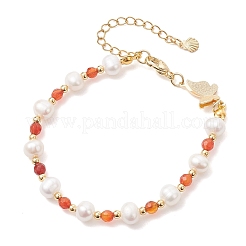 Pulseras de perlas de agua dulce naturales cultivadas y ágata natural teñida.&nbsp;BJEW-JB12808