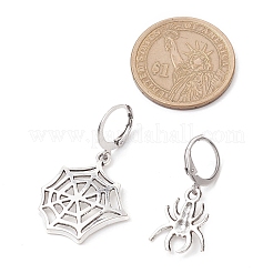 Halloween Spinnennetz & Spinne tibetischen Stil Legierung baumeln Ohrringe&nbsp;EJEW-JE05852-1