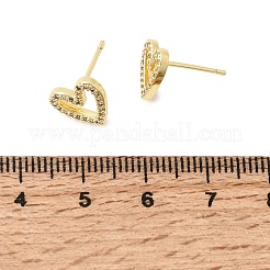 Valentinstag-Ohrstecker in Herzform aus Messing mit Mikropavé und klaren Zirkonia&nbsp;EJEW-C186-17G-02