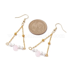 Chaîne en fer triangulaire et boucles d'oreilles pendantes en verre&nbsp;EJEW-JE05963-01