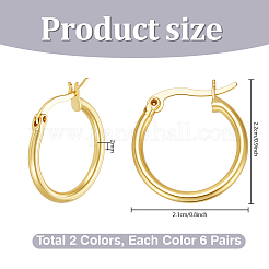 12 paio di orecchini a cerchio in ottone a 2 colori&nbsp;EJEW-PH0001-41