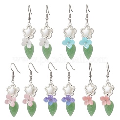 Pendientes colgantes de acero inoxidable 304 con diseño de flor&nbsp;EJEW-JE06430