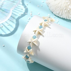 Armbänder aus natürlicher weißer Jade und synthetischem Türkis für Damen&nbsp;BJEW-JB13916