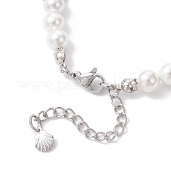 Braccialetti di perle di vetro e lepidolite naturale&nbsp;BJEW-JB12318-03