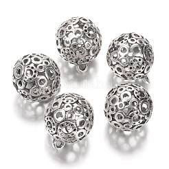 Alliage de style tibétain pendentifs ronds creux&nbsp;PALLOY-J689-11AS