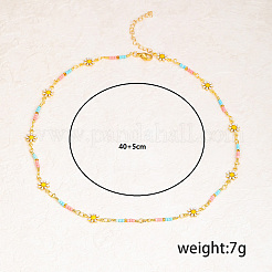 Boho Strandurlaub Messing Emaille Sonnenblume handgemachte Gliederkette Halsketten Damen Date Geschenk&nbsp;HM4276