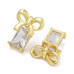 Pendientes con forma de lazo y micro pavé de circonita cúbica de latón chapado en rack&nbsp;EJEW-I313-19G