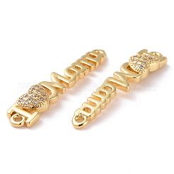 Muttertags-Charms mit Mikropavé-Verbinder aus klarem Zirkonia aus Messing&nbsp;ZIRC-F134-31G