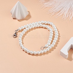 Collier de perles rondes en perles de verre pour hommes femmes&nbsp;NJEW-JN03923-01