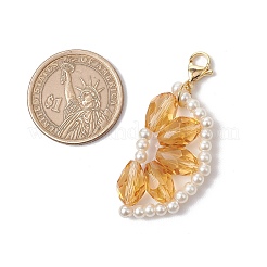 Decorazioni pendenti con perle di vetro e perline di vetro arancioni&nbsp;HJEW-TA00336-03