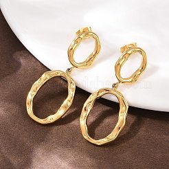 Boucles d'oreilles pendantes ovales en acier inoxydable 304&nbsp;EJEW-I320-20G