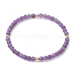 5 Uds. Conjunto de pulseras elásticas con cuentas de latón y amatista natural de 5 estilos para mujer&nbsp;BJEW-JB09663-01