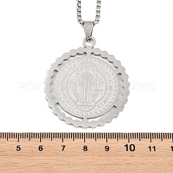 Religione 201 ciondolo medaglia di San Benedetto in acciaio inossidabile collane a catena a maglie in acciaio inossidabile 304&nbsp;SA-H003-04P