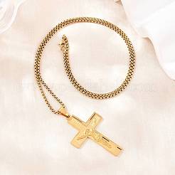 Religion 201 Edelstahl Jesuskreuz-Anhänger 304 Edelstahl-Boxkette&nbsp;SA-H003-05G