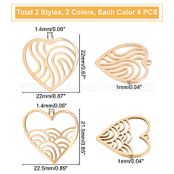 16 pz 4 stile placcatura ionica (ip) 201 pendenti in acciaio inossidabile&nbsp;STAS-DC0001-06