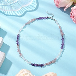 Collane di perline di quarzo rosa naturale e cristallo di quarzo e ametista&nbsp;NJEW-JN05099-04