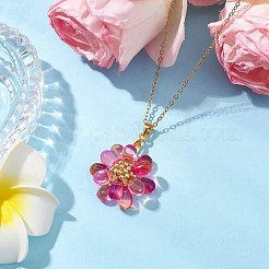 7 collier pendentif en perles de verre faites à la main en forme de fleur&nbsp;NJEW-MZ00096