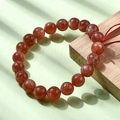 Stretch-Armbänder aus natürlichem Sonnenstein mit runden Perlen für Damen&nbsp;BJEW-L712-A03
