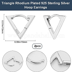 1 Paar rhodinierte Creolen aus Sterlingsilber mit Dreiecksdesign&nbsp;EJEW-BBC0001-31
