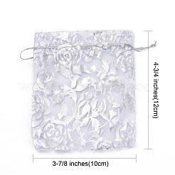 Rose gedruckt Organza Beutel&nbsp;OP-R021-10x12-03