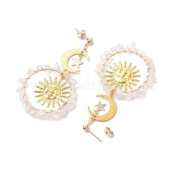 Pendientes vintage de cuarzo rosa natural&nbsp;EJEW-JE05807-02