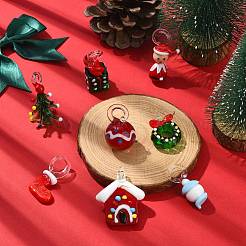 8 Stück 8 Stile Weihnachtsthemen handgefertigte Bunte Malerei-Anhänger&nbsp;LAMP-CJ0002-68