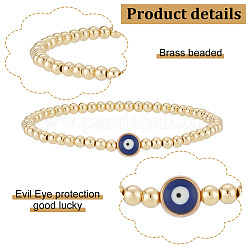 5-teiliges Set mit Stretch-Armbändern aus Messingperlen&nbsp;BJEW-AN0001-03