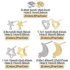 16 pièce de 8 styles de boucles d'oreilles à tige en acier inoxydable 304&nbsp;STAS-FS0001-86