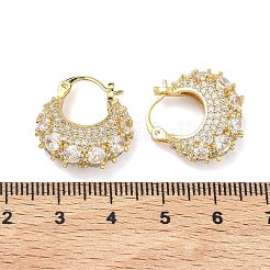 Orecchini a cerchio grandi in ottone micro pavé di zirconi cubici trasparenti&nbsp;EJEW-C182-04G