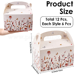 12 scatola regalo portatile in carta con stampa floreale in 2 stili&nbsp;CON-CP0001-020