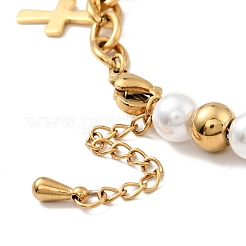 Bracciale con ciondolo a croce in acciaio inossidabile 201&nbsp;BJEW-A126-05G