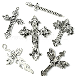 6 pièces 6 styles pendentifs croix en alliage de style tibétain&nbsp;FIND-FS0002-57