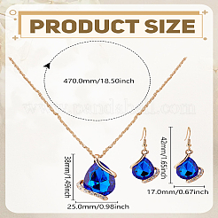 Ensemble de bijoux en alliage de verre en forme de larme. comprenant un collier pendentif et des boucles d'oreilles pendantes&nbsp;SJEW-LP0001-30A