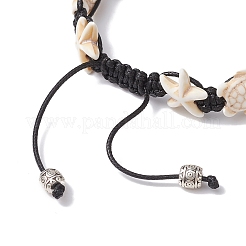 Armband aus synthetischen türkisfarbenen Seesternen und Schildkröten mit geflochtenen Perlen&nbsp;X-BJEW-TA00388-02