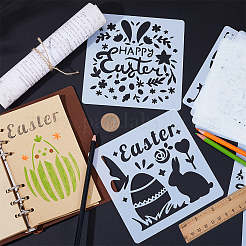 Pâques animal de compagnie en plastique évider dessin peinture pochoirs modèles&nbsp;DIY-WH0349-106