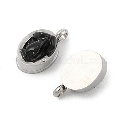 Natürliche gemischte Edelsteinsplitter 304 Edelstahl ovale Charms&nbsp;KK-P300-10P