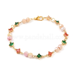 Bracciali con maglie di perline di vetro per donna&nbsp;BJEW-JB11976-01