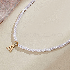 Collane con pendenti in acciaio inossidabile e perle finte&nbsp;NJEW-LP0001-51A-G
