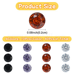 40 Stück 4 Farben Zirkonia-Cabochons&nbsp;ZIRC-YW0001-20C