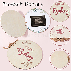 Rund mit Wort Willkommen Baby Holz Babyparty Gästebuch Alternativen für Jungen oder Mädchen&nbsp;DIY-WH20002-58A
