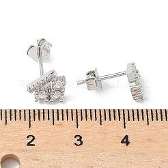 925 boucles d'oreilles à tige en argent sterling avec zircone cubique transparente&nbsp;EJEW-Q032-01C-P
