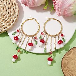 Boucles d'oreilles créoles en laiton doré&nbsp;EJEW-JE05669