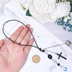 Colgante con forma de lágrima de vidrio y esmalte de aleación cruzada&nbsp;HJEW-BM00035
