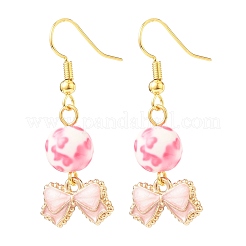 3 paio di 3 ciondoli smaltati in lega rosa stile e orecchini pendenti con perline in resina&nbsp;EJEW-JE05030-04