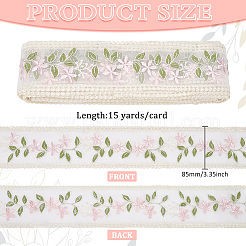 15 Yards Polyester-Stickerei-Blumenspitzenband&nbsp;OCOR-WH0078-223