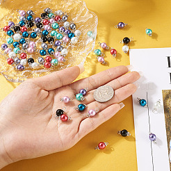 100 Stück 8 Farben Glasperlen runde Perlen Verbinder Charms&nbsp;FIND-YS0001-21