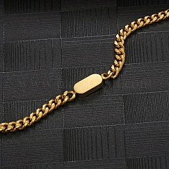 Collares de cadena de eslabones cubanos geométricos de acero inoxidable&nbsp;DH3021