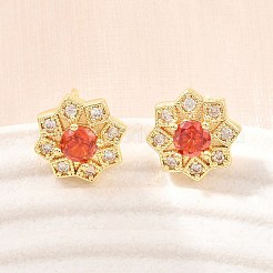 Boucles d'oreilles en laiton avec micro pavé de zircons cubiques pour femmes&nbsp;KK-A305-03G-05