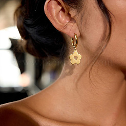 Pendientes colgantes de aro de acero inoxidable 304 para mujer&nbsp;EX9712