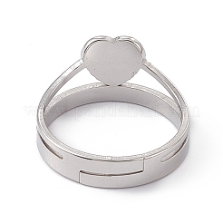 Bague ajustable en acier inoxydable 201 anti-ternissement en forme de cœur pour femme&nbsp;RJEW-K238-04P